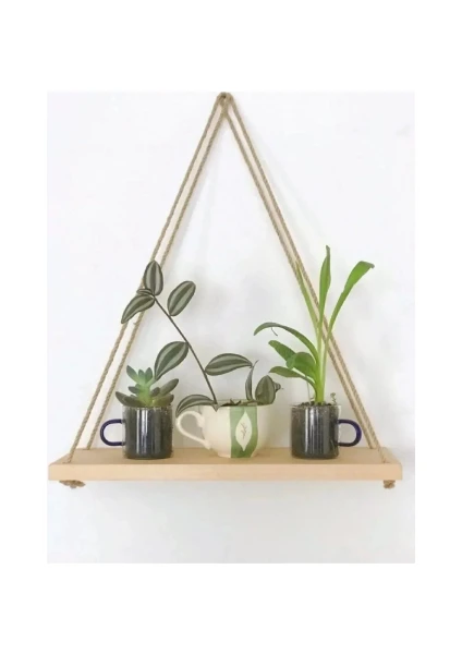 Woodenova Halatlı Duvar Rafı 1