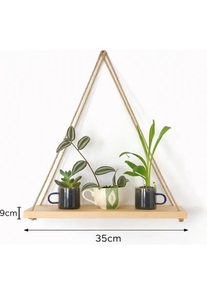 Woodenova Halatlı Duvar Rafı 2